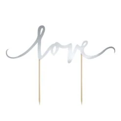 Silver Love Cake Topper - 1 Pc.