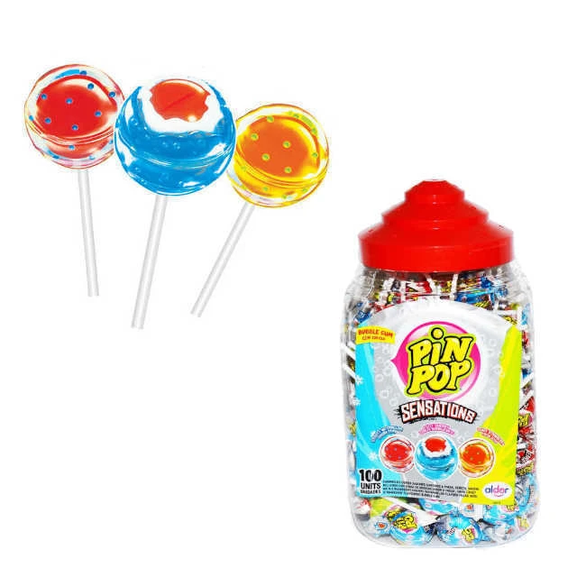Sucettes Rondes Aromatisées Au Chewing-gum - Paquet Individuel - Pin Pop Sensations - 100 Unités 1 Sucettes Rondes Aromatisées Au Chewing-gum - Paquet Individuel - Pin Pop Sensations - 100 Unités