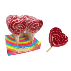 Sucette En Forme De Coeur Rouge Et Blanc 100 G - 1 Pièce.