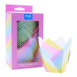 Capsules De Tulipes En Papier Pour Muffins Rayés Arc-en-ciel - PME - 24 Pcs.